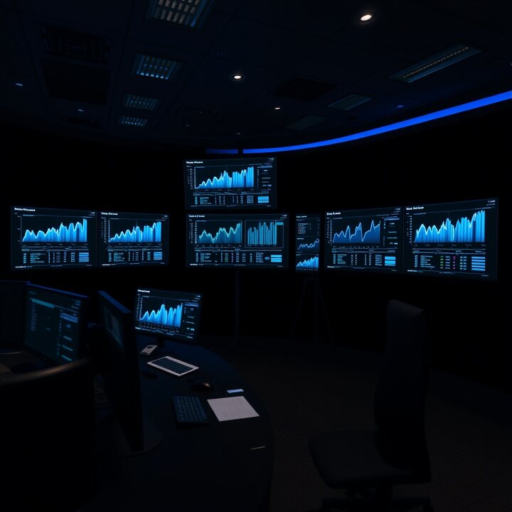 Live Google Ads campaign management dashboard on dark-themed control room monitors